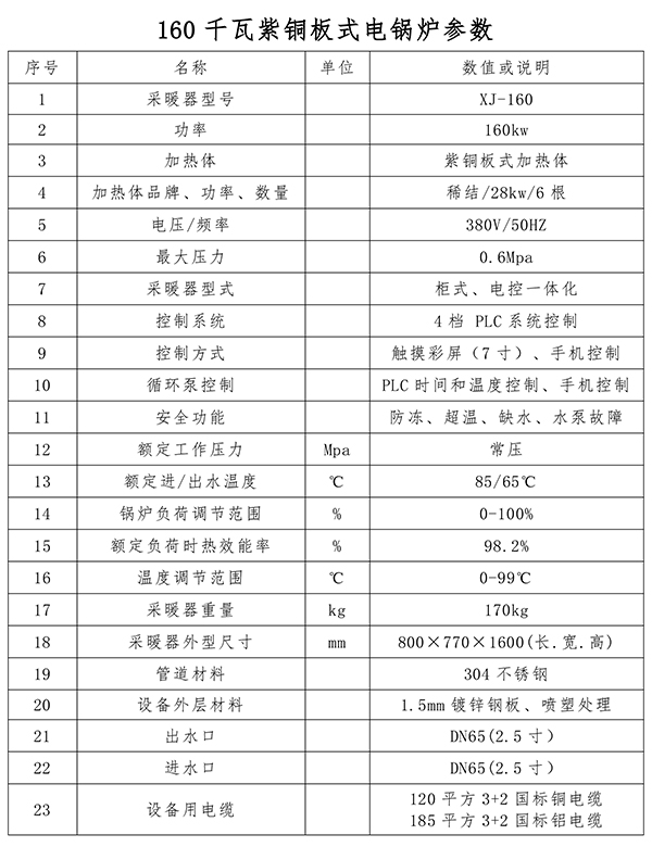 160kw紫銅板式電鍋爐